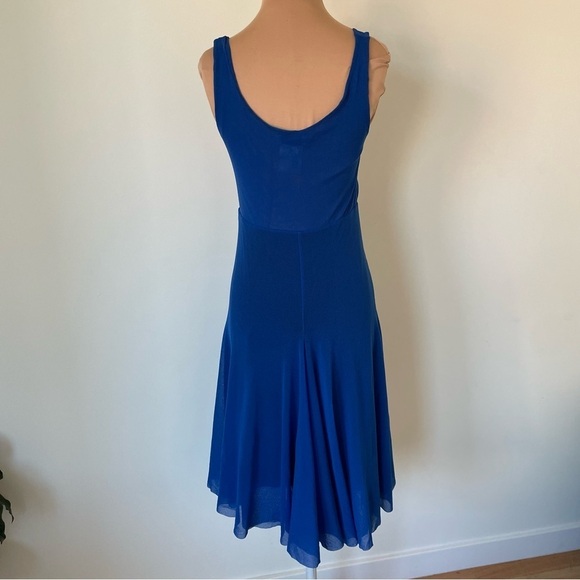 Jean Paul Gaultier Fuzzi Blue Mesh Sleeveless V-Neck Knot Front Dress EUC Size S - Picture 3 of 8